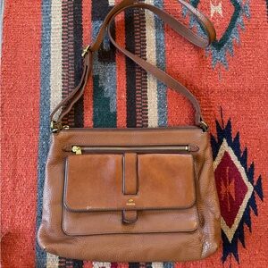 Fossil Brown Leather Crossbody Bag
